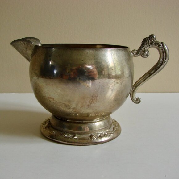 Vintage Silver Plated Creamer Jug Fancy Scroll Details Coffee Tea - Picture 1 of 8